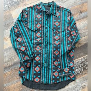Vintage Wrangler Aztec ‘Brushpopper’ Button-down Shirt, Size 16.5-35 (Like XL)